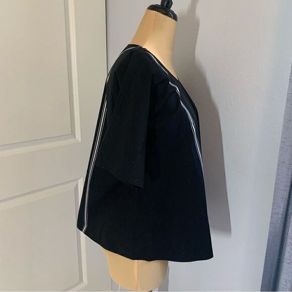 Uniqlo and Lemaire Black Cotton Striped Short Sleeve Top - Picture 4 of 7